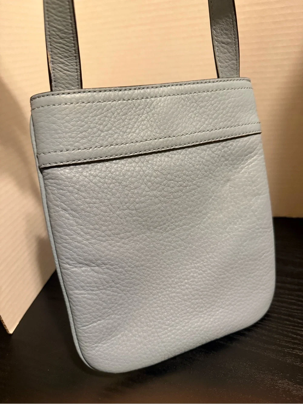 Michael Kors Pale Blue Pebbled Leather Crossbody with Gold Accents